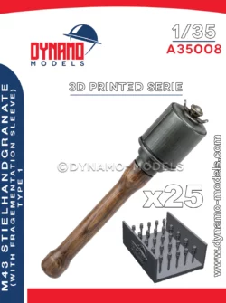 1/35 M43 Stielhandgranate with smooth fragmentation sleeve – set of 25 pieces