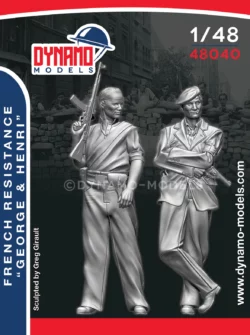 1/48 french resistance fighters george and henri scale resin figures by dynamo models