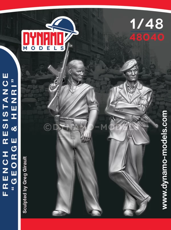 1/48 french resistance fighters george and henri scale resin figures by dynamo models