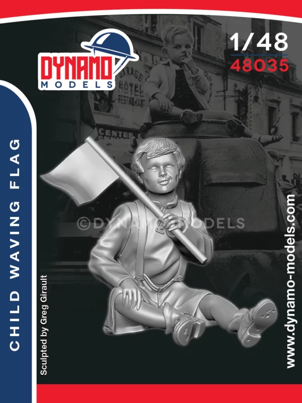 1/48 Civilian - Little boy waving flag dynamo models figure