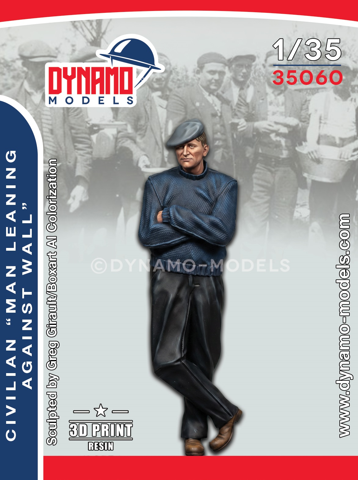 civilian-man-leaning-against-wall 1/35 Civilian - Man Leaning Against Wall - Image 1