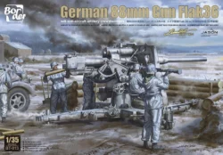 german 88mm gun flak37 with 6 anti aircraft artillery scale 1/35 Border model