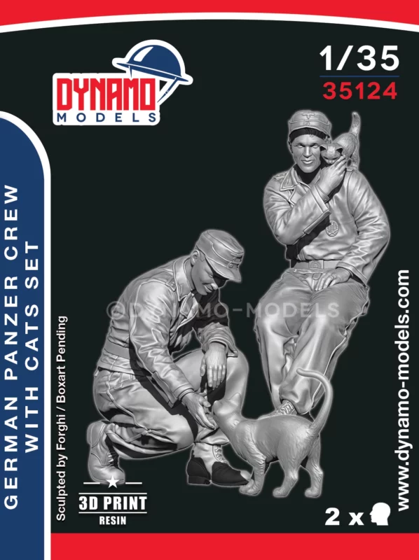 german panzer crew with cats set dynamo models figure scale 1/35