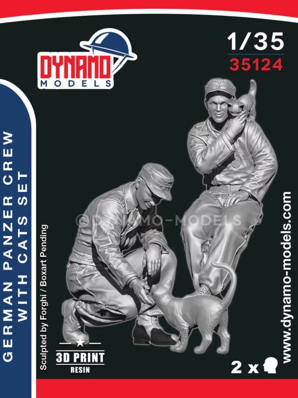 german panzer crew with cats set dynamo models figure scale 1/35