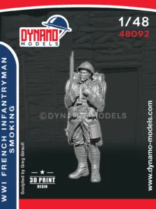 1/48 french infantryman smoking 3d print resin figure dynamo models