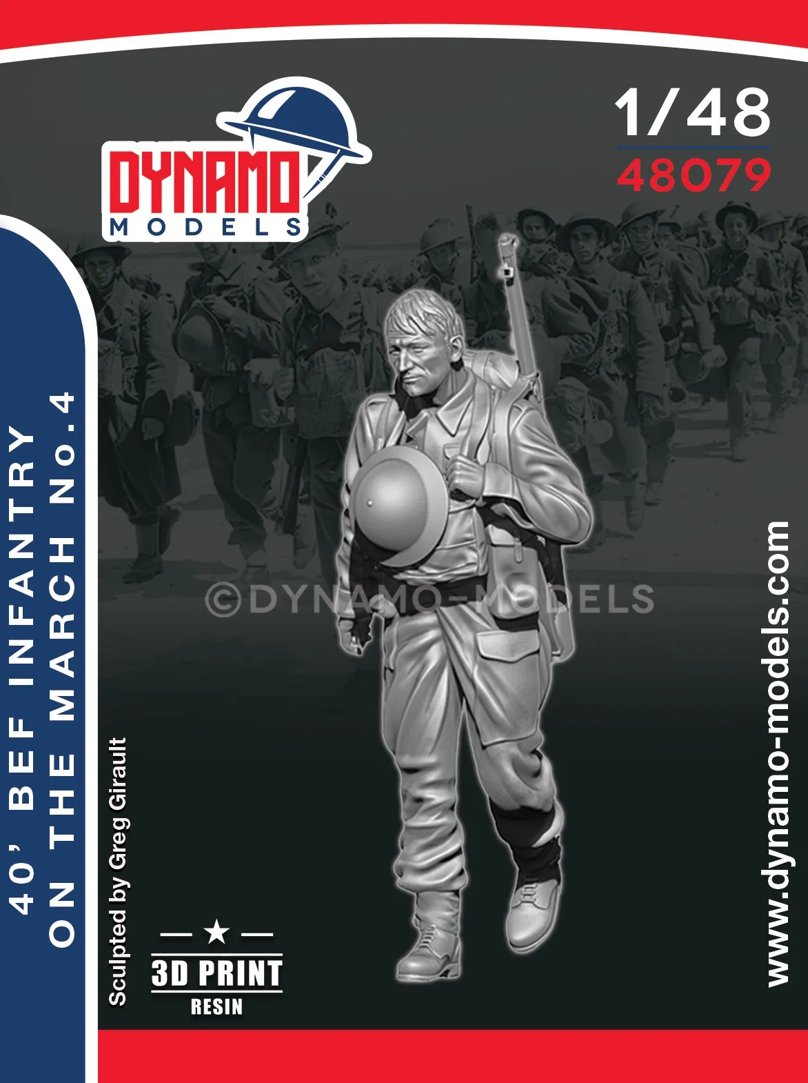1-48-40-bef-infanterie-marchant-n°4 1/48 40’ BEF Infantryman Marching No.4 Dynamo Models