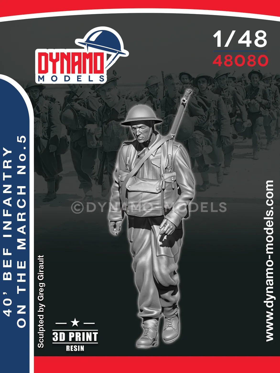 1-48-40-bef-infanterie-marchant-n°5 1/48 40’ BEF Infantryman Marching No.5 Dynamo Models
