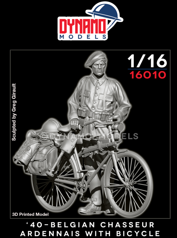 1/16 Belgian Chasseur Ardennais with Bicycle 1940 3D print resin figure by Dynamo models