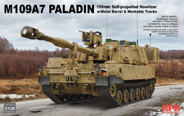 1/35 M109A7 Paladin with metal barrel & workable tracks rye field model
