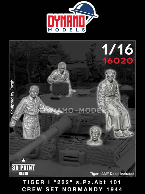 1/16 tiger I 222 s'pz abt 101 crew set normandy 1944 3d figures dynamo models