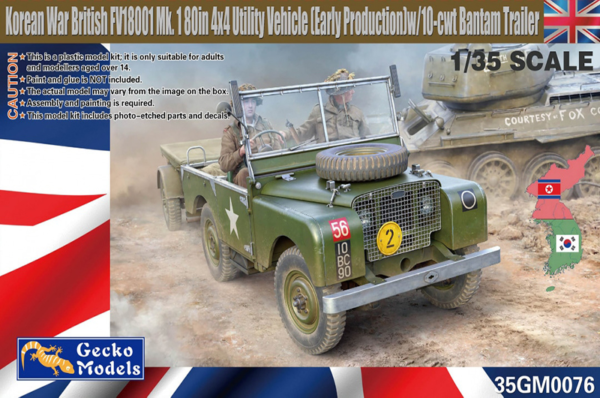 1/35 korean war british fv18001 mk1 80in 4x4 utility vehicle early production with 10cwt bantam trailer