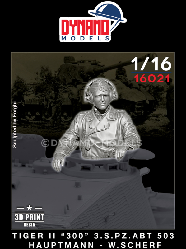 1/16 tiger II 300 s.pz.abt.503 hauptmann walter scherf figure dynamo models 3D print resin