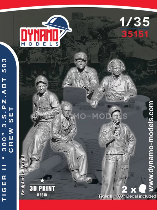 1/35 tiger II 300 s.pz.abt 503 crew set figures set by dynamo models in 3d print resin