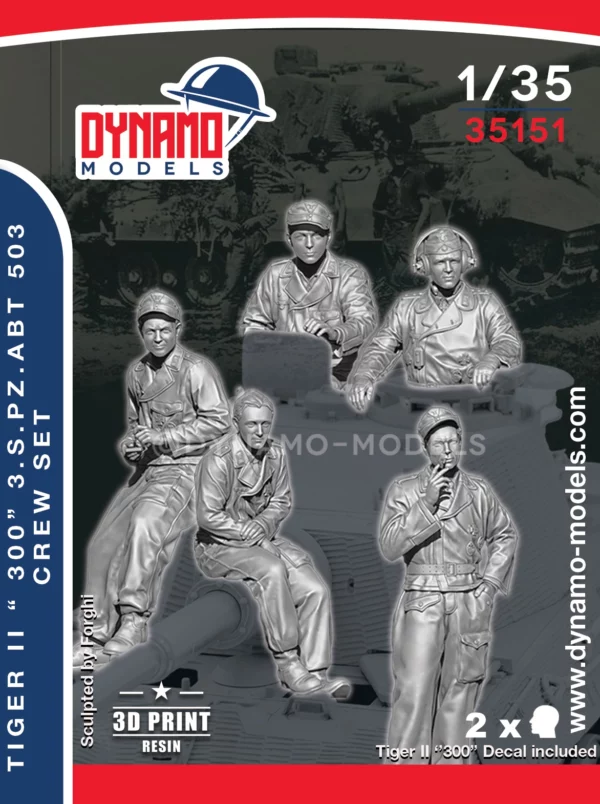 1/35 tiger II 300 s.pz.abt 503 crew set figures set by dynamo models in 3d print resin