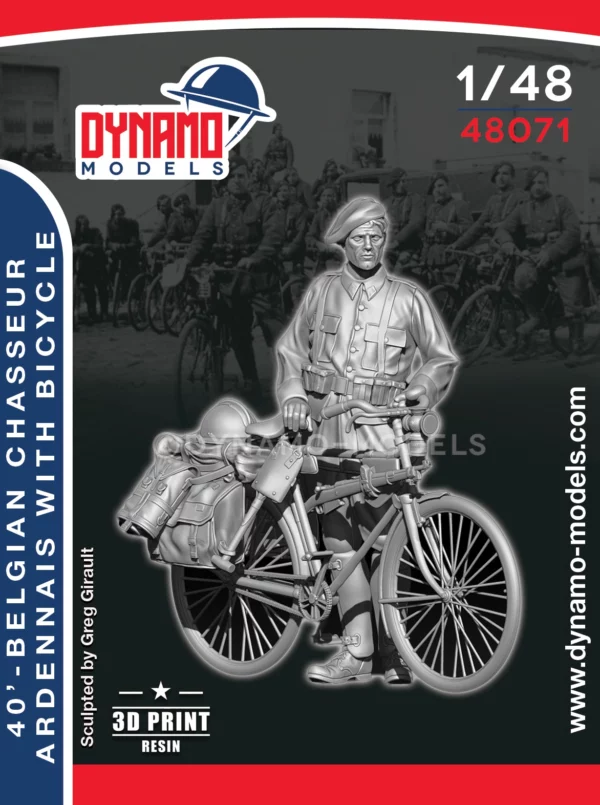 1/48 belgian chasseur ardennais with bicycle 3d print by dynamo models