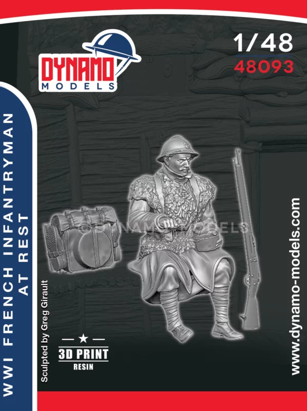 1/48 wwi french infantryman at rest 3d print resin figure dynamo models