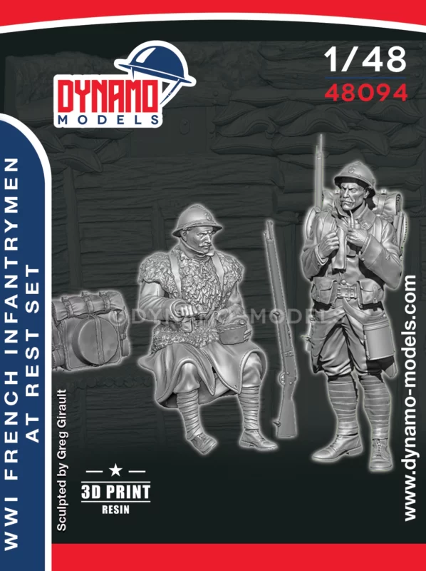 1/48 wwi french infantrymen at rest set 3d print resin figures set by dynamo models