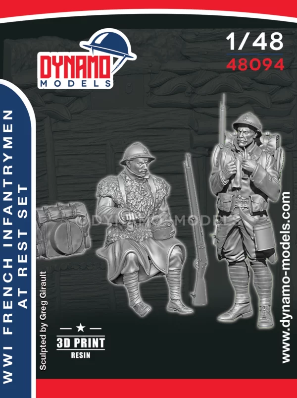 1/48 wwi french infantrymen at rest set 3d print resin figures set by dynamo models