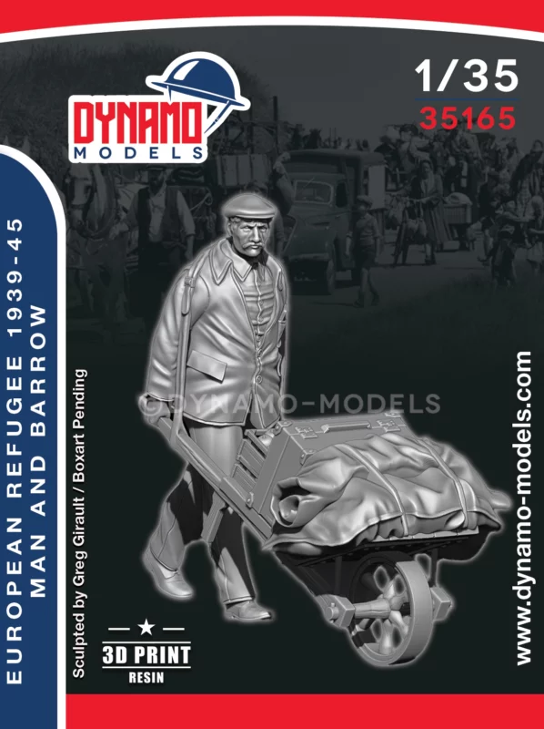 1/35 civilian refugee man and barrow Dynamo models figure