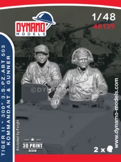 1/48 tiger II 300 s.pz.abt 503 kommandant and gunner 3d print resin figure dynamo models