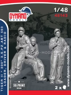 1/48 tiger II 300 s.pz.abt 503 loader, driver, radio 3d print resin figures dynamo models