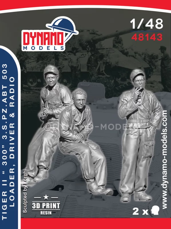 1/48 tiger II 300 s.pz.abt 503 loader, driver, radio 3d print resin figures dynamo models