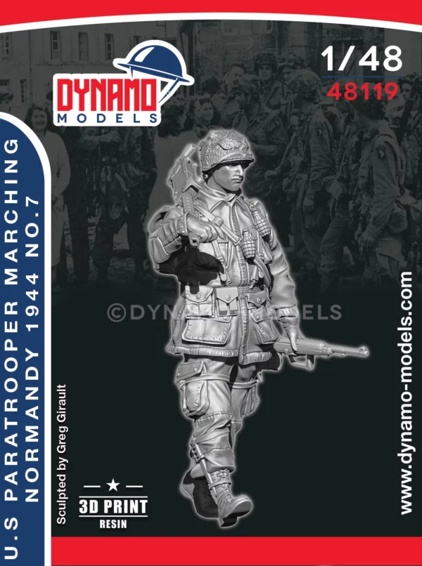 1-48-u-s-paratrooper-mg-marching-normandy-1944-no-7 1/48 U.S Paratrooper ‘’MG’’ Marching (Normandy 1944) No.7 - Image 1