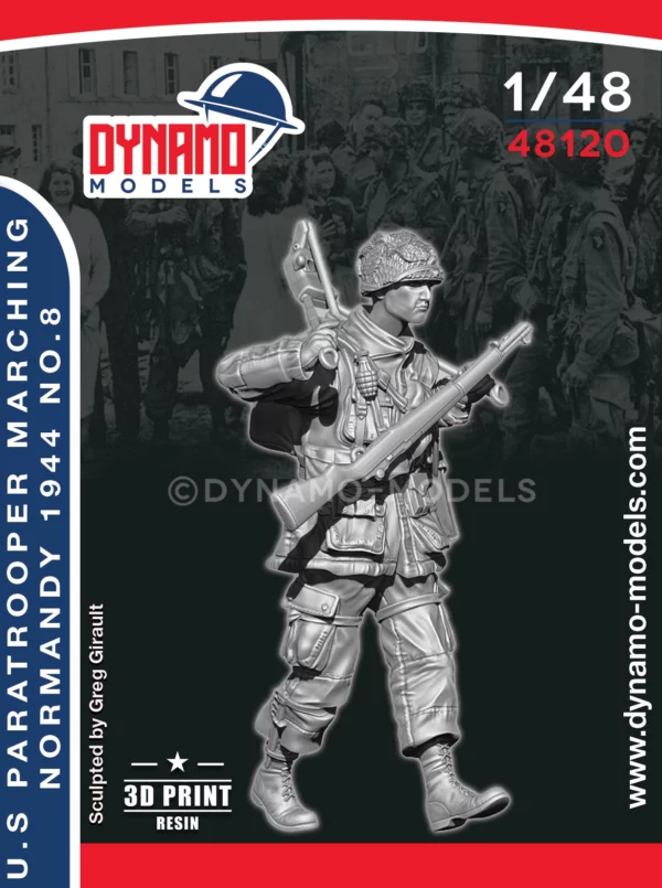 1-48-u-s-paratrooper-mg-tripod-marching-normandy-1944-no-8 1/48 U.S Paratrooper ‘’MG tripod’’ Marching (Normandy 1944) No.8 - Image 1
