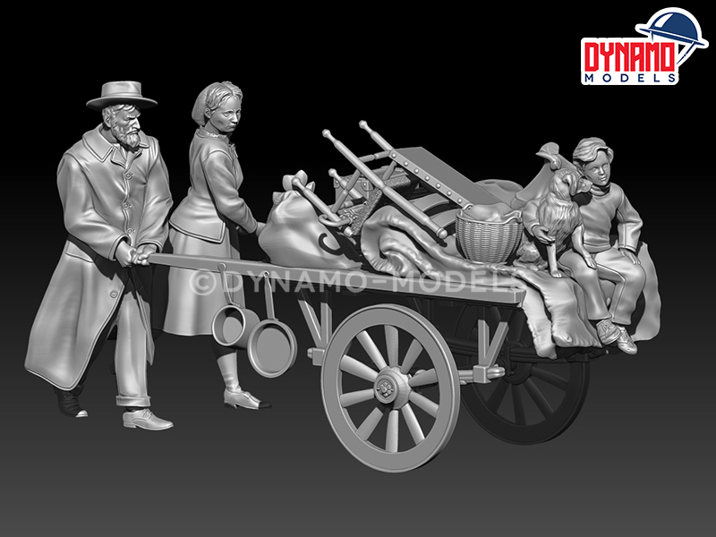 civilian refugee family with cart 1 dynamo models figures