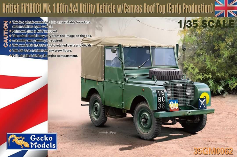 gecko models 1/35 british fv18001 mk.1 80 in 4x4 utility vehicle w canvas roof top