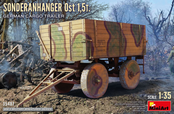 miniart 35487 1/35 sonderanhanger ost 1,5t german cargo trailer scale model