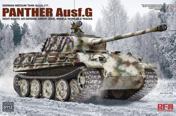 rye field model 5112 1/35 panther g with night sights and air defense armor steel wheel