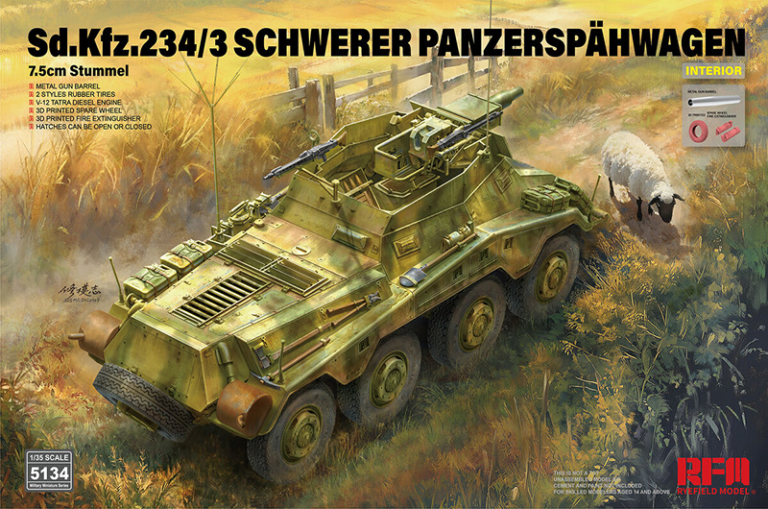 rye field model 5134 1/35 sdkfz.234/3 schwerer panzerspahwagen 7 5cm stummel