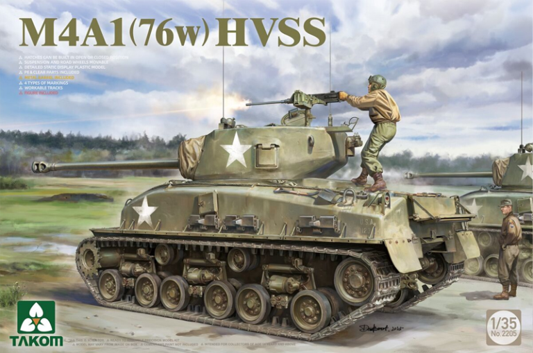 takom 2205 1/35 sherman m4a1 76 hvss scale model