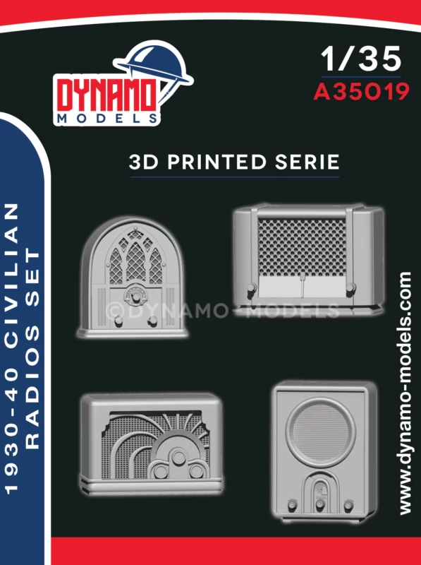 1/35 civilian radios set 1930-40 4pcs 3d print accessories dynamo models