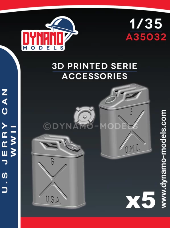 1/35 us wwii jerry can 5x open cap and 5x closed cap dynamo models 3d print