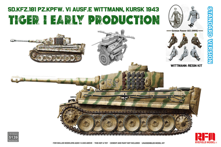 rye field model 5139 1/35 tiger I early kursk 1943 standard version plastic model kit