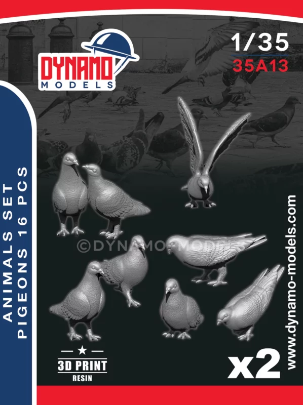1/35 animals serie pigeons 3d print by dynamo models