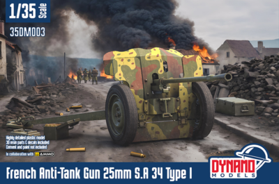 1/35 french anti tank gun 25mm S.A 34 type I Dynamo models plastic kit
