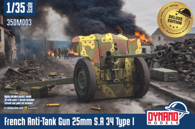 1/35 french anti tank gun 25mm S.A 34 type I Deluxe edition Dynamo models plastic kit