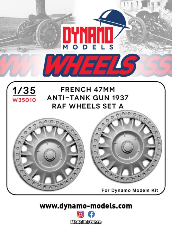 1/35 wheels raf version A for french 47mm anti-tank gun dynamo models