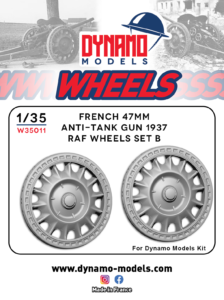 1/35 wheels raf version B for french 47mm anti-tank gun dynamo models
