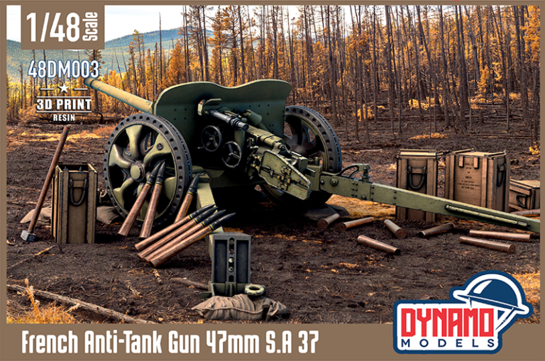 1/48 french anti tank gun 47mm s.a 37 3d print resin dynamo models