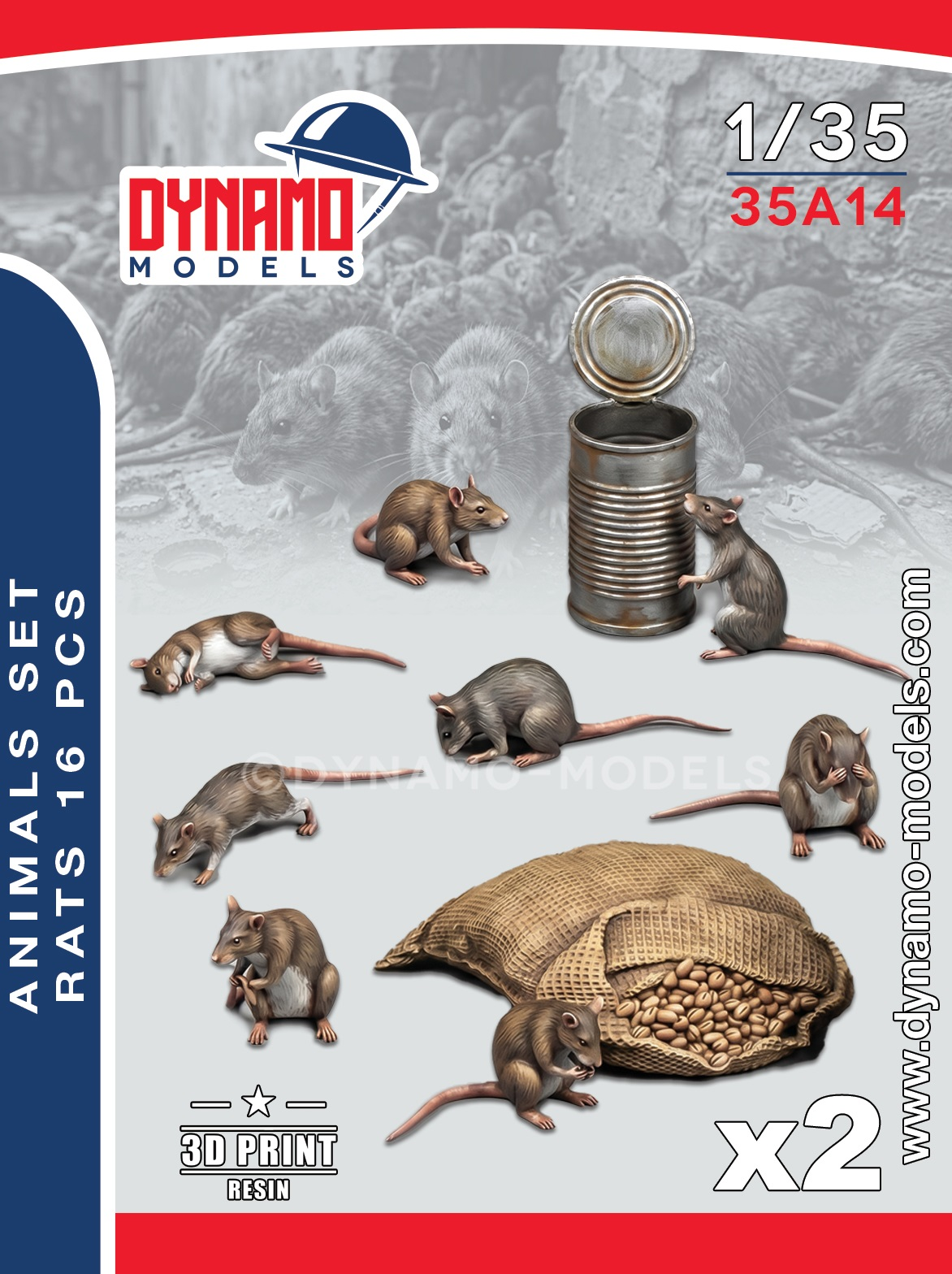 1-35-animaux-série-rats-16-pièces 1/35 Animals Serie - Rats 16 Pcs – Image 1