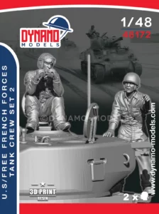 1/48 us free french forces tankers 1944 set 2 dynamo models 3d print figures