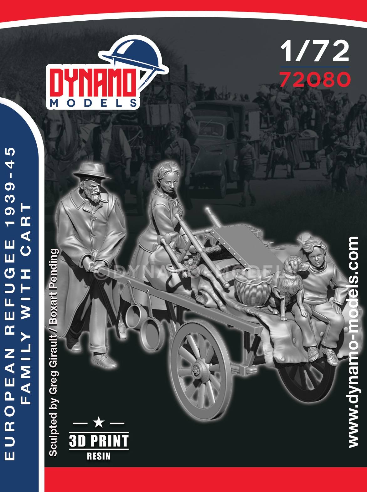 1-72-famille-de-réfugiés-civils-avec-cart 1/72 Civilian – Refugee Family with cart Dynamo Models