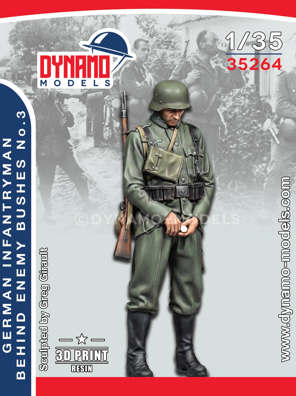 1-35-fantassin-allemand-derrière-les-buissons-ennemis-1939-42-n° 3 1/35 German Infantryman ‘’ Behind The Enemy Bushes ‘’ 1939-42 No.3 – Image 1