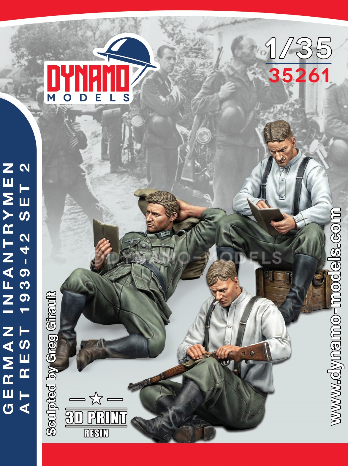 1-35-fantassins-allemands-au-repos-1939-42-ensemble-2 1/35 German Infantrymen at Rest 1939-42 Set 2 – Image 1