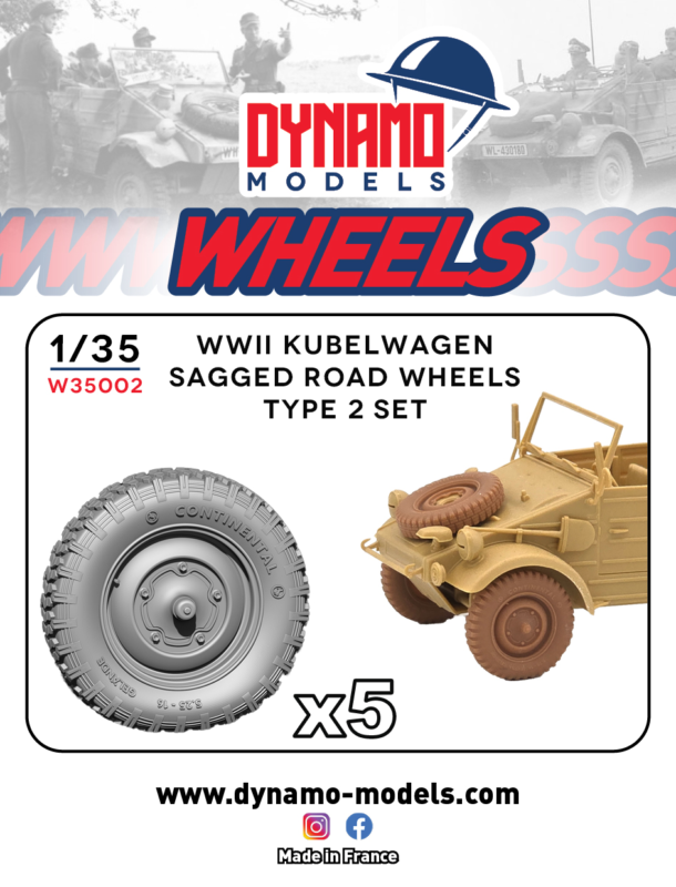 1/35 Wheels WWII Kubelwagen Sagged Road Wheels Type 2 Set Dynamo Models