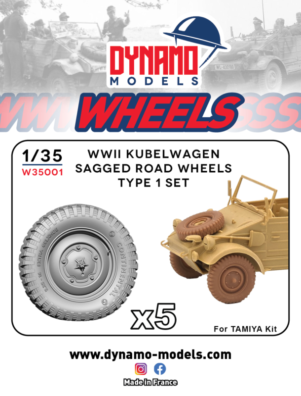 1/35 Wheels WWII Kubelwagen Sagged Road Wheels Type 1 Set Dynamo Models